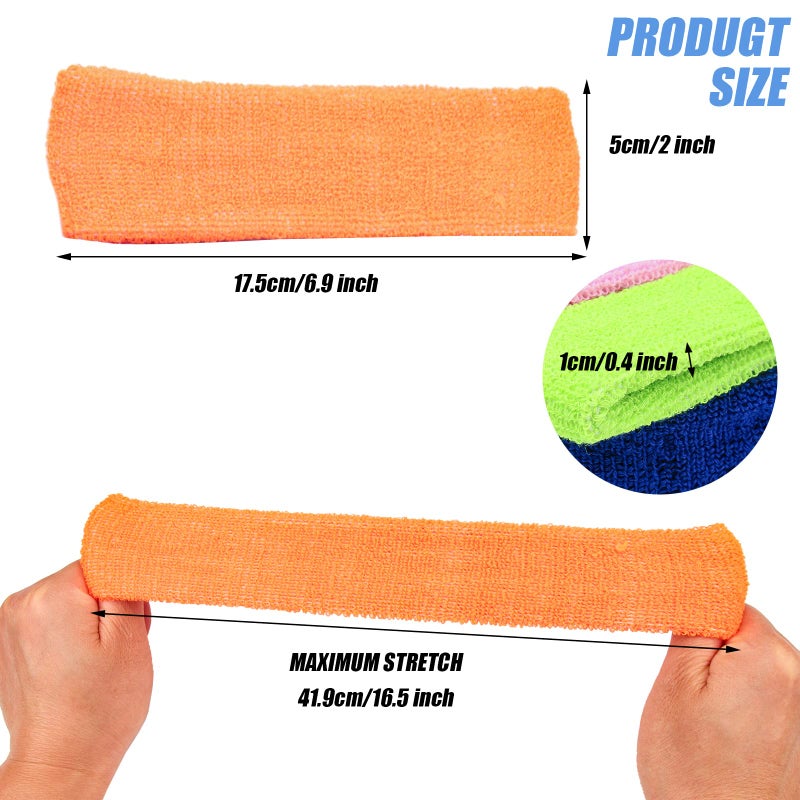 Yeshan 12 Packs Wicking Stretchy Athletic Sweatband/Sport Headbands/Head wrap/Yoga Headband/Head Scarf/Best Looking Hairband for Sports or Fashion,Towel Material - Image 4